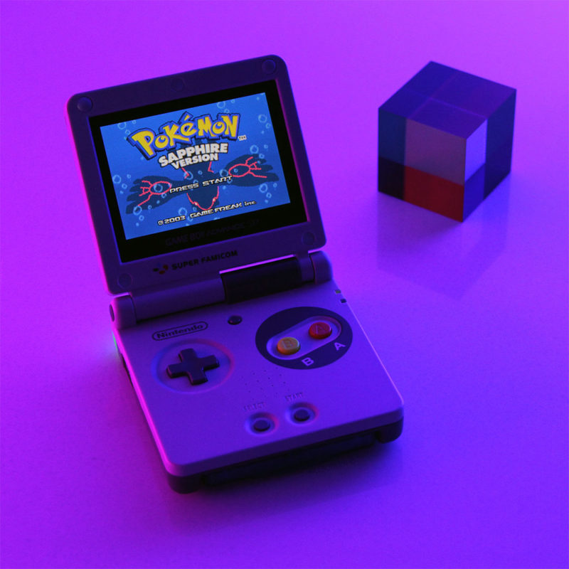 Gameboy Advance GBA-101 SFC Super Famicom in purple light