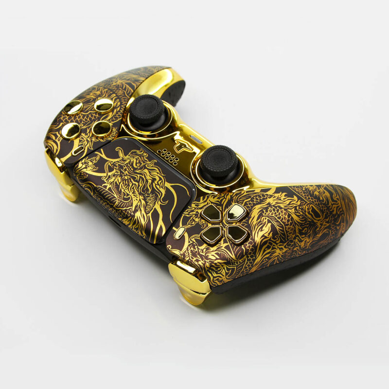 Dpad view of Gold Dragon PS5 Controller