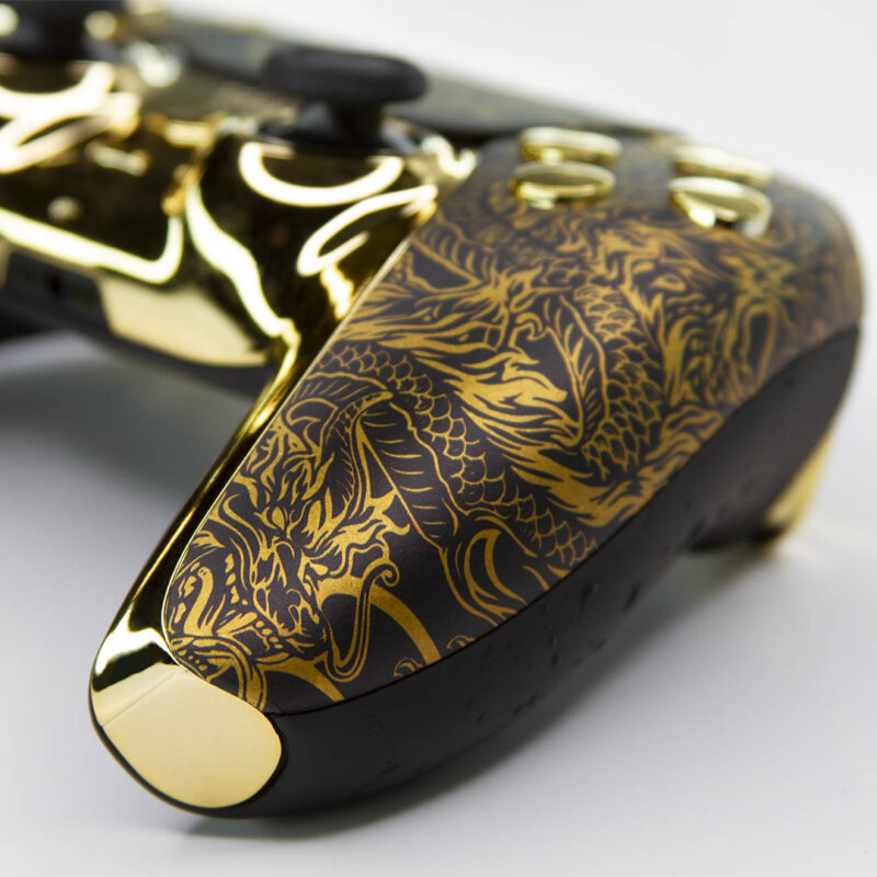 Close up of Golden Dragon PS5 Controller