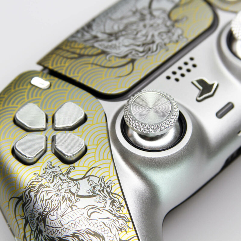 Front angle Silver Dragon MKII PS5 Controller