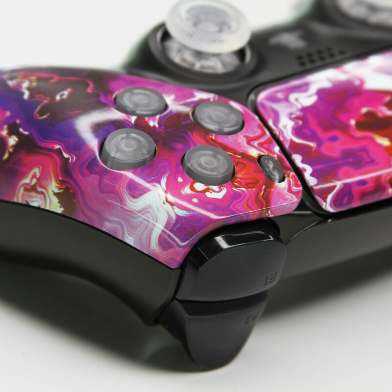 Close-up of right back side of Killscreen Purple Lava Controller