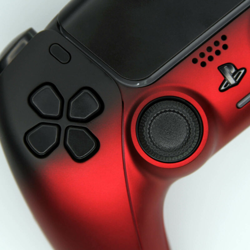 Close up of Apex Red to Black Gradient PS5 Controller