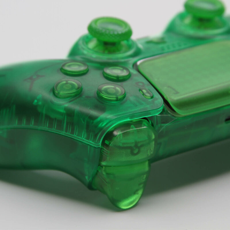 Close up of Clear Green PS5 Controller