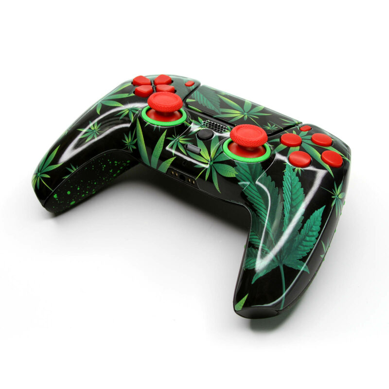 Side angle view of Leafy Luna PS5 Controller