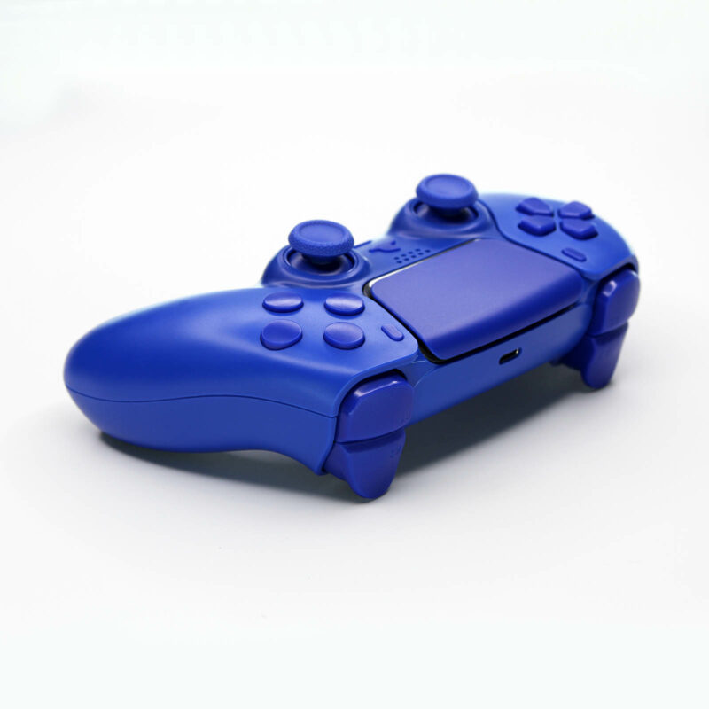 Side angle of Triple Blue PS5 Controller