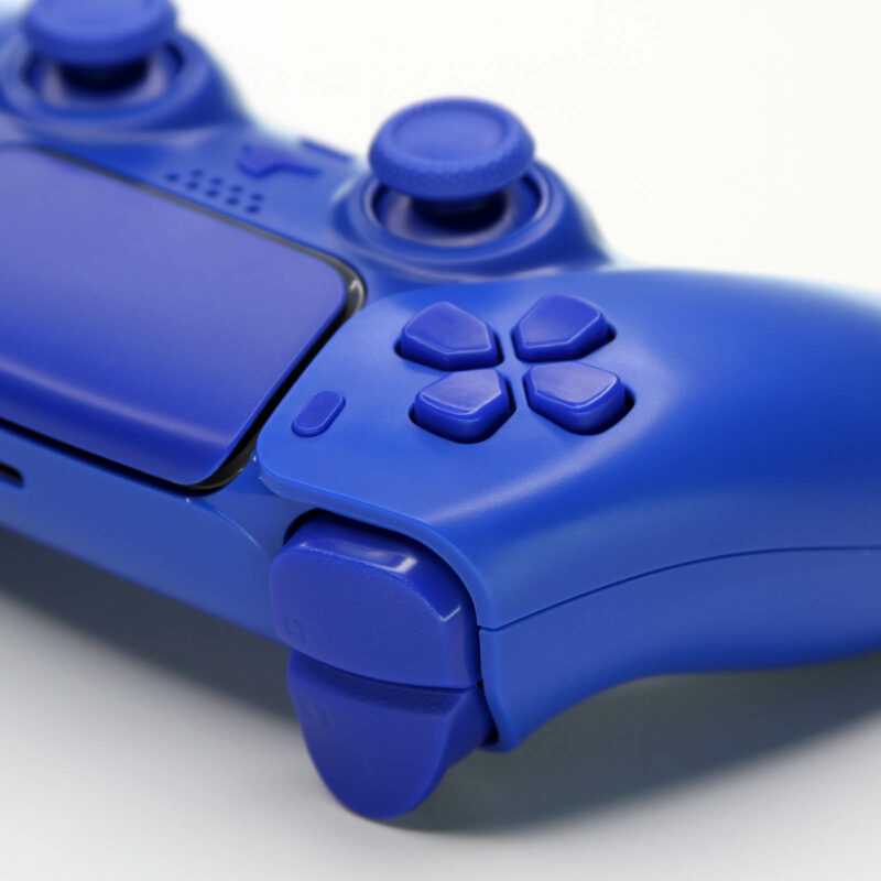 Close up of D-Pad on Triple Blue PS5 Controller