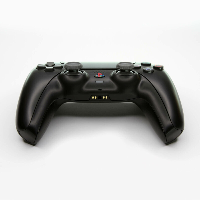 Front of Black PS2 Style Retro PS5 Controller