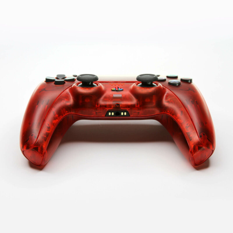 Front of PS2 Crimson Red Retro PS5 Controller by Killscreen.io