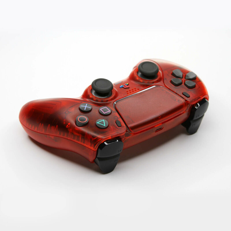 Back view of PS2 Crimson Red Clear Red Retro PS5 Controller