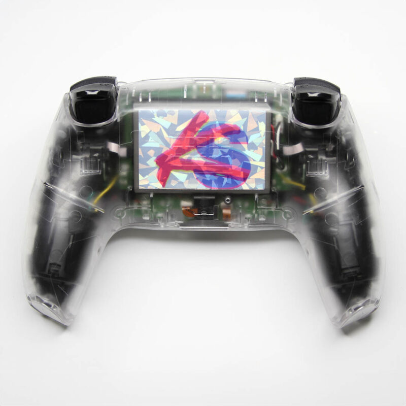 Transparent back of PS2 Crystal Clear Retro Modded PS5 Controller by Killscreen