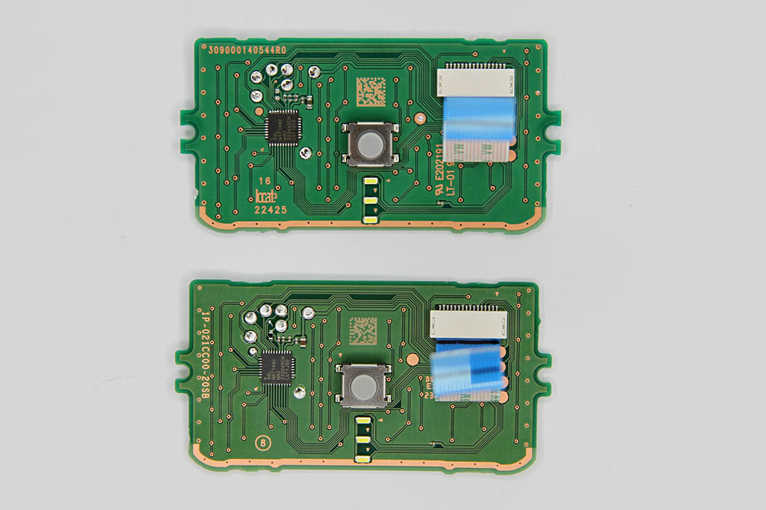 Back of BDM-030 touchpad (Top) and BDM-040 touchpad (bottom) with interface cables attached