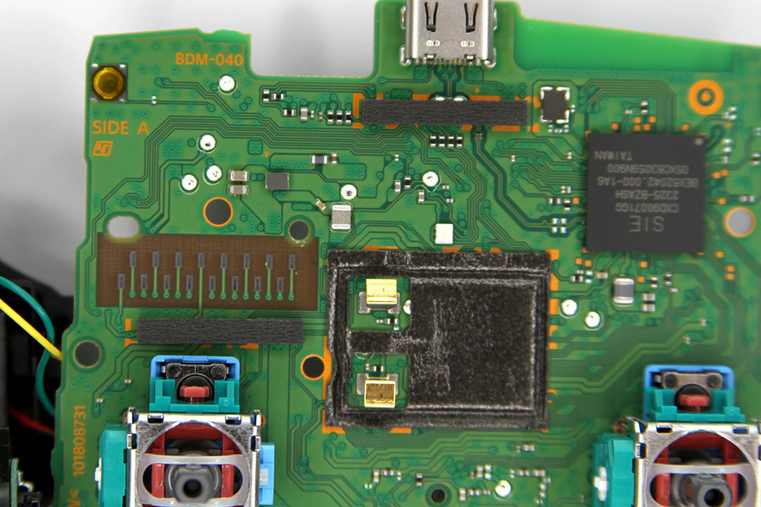 Close up of Side A of the BDM-040 PlayStation 5 (PS5) DualSense Controller PCB