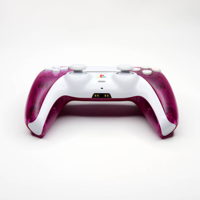 Front of the Crystal Orchid Clear Purple Retro PS5 Controller