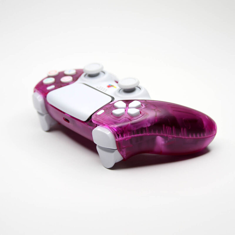 Directional Pad view of the Crystal Orchid Clear Purple PS5 Controller