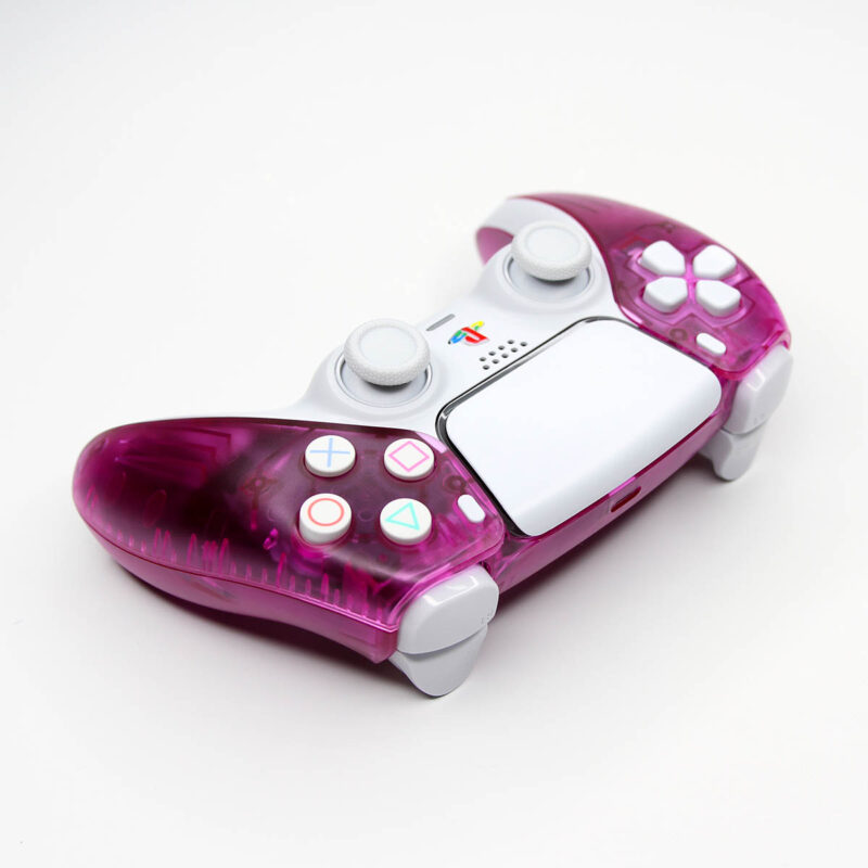 Shape buttons view of the Crystal Orchid Clear Purple PS5 Controller