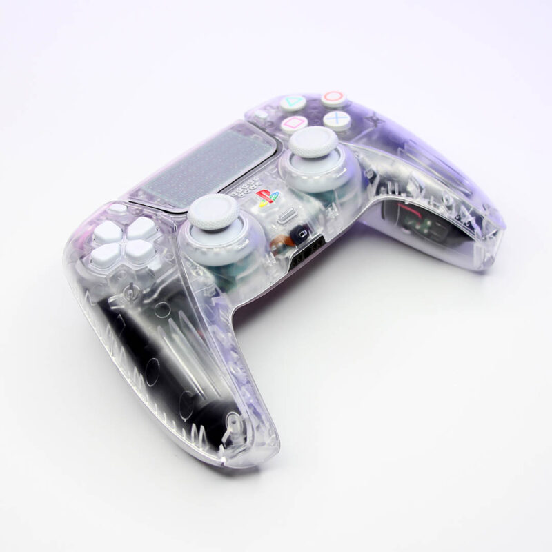 Front angle view of Crystal White PS5 Controller by Killscreen