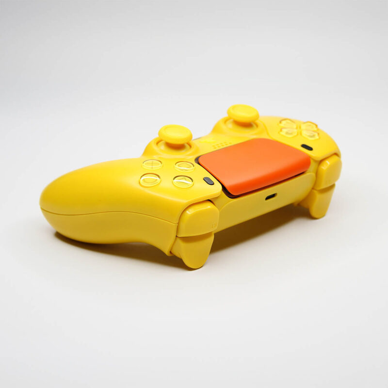 Rear view of action buttons on Ducky Yellow PlayStation 5 Controller