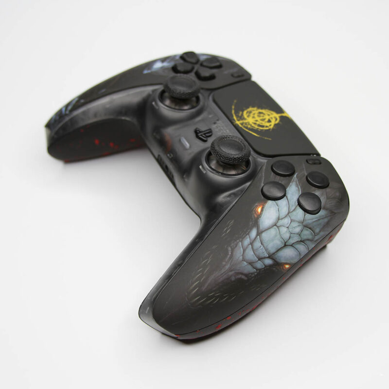 Right side of Elden Ring PlayStation 5 DualSense Controller showing Dragon motif