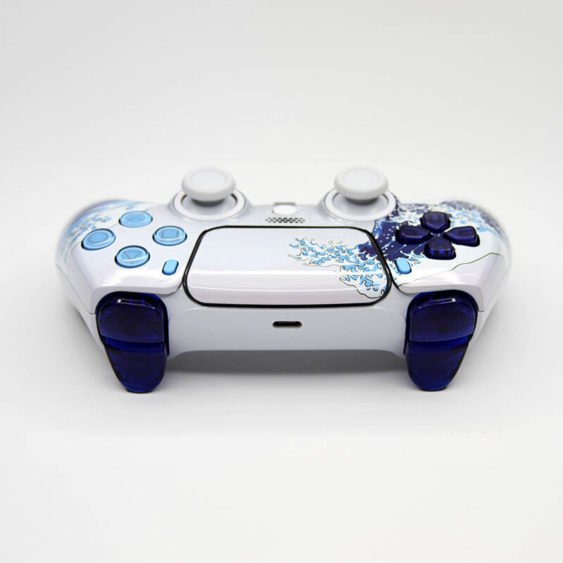 Rear view of Kanagawa Great Wave PlayStation 5 DualSense Controller