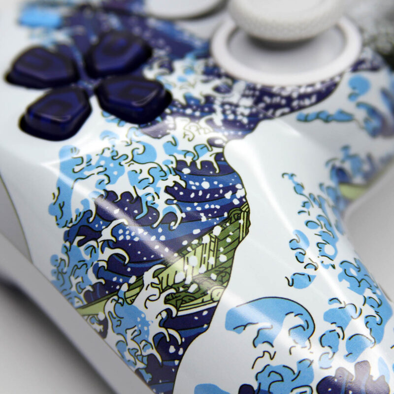 Close Up of Kanagawa Great Wave PS5 Custom DualSense Controller