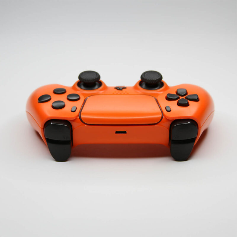 Rear view of Arancia Orange and Black Custom PS5 Pro Controller