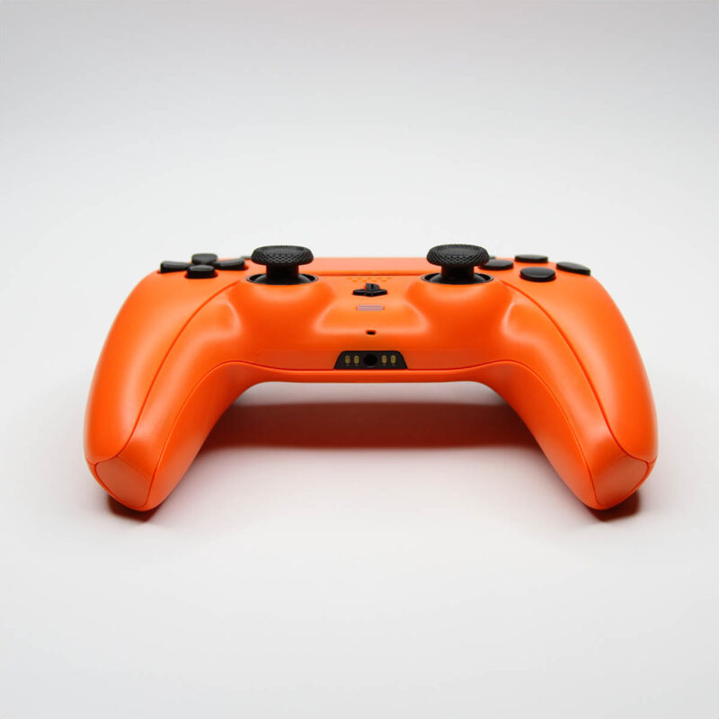 Front angle of Arancia Orange and Black Custom PS5 Pro Controller