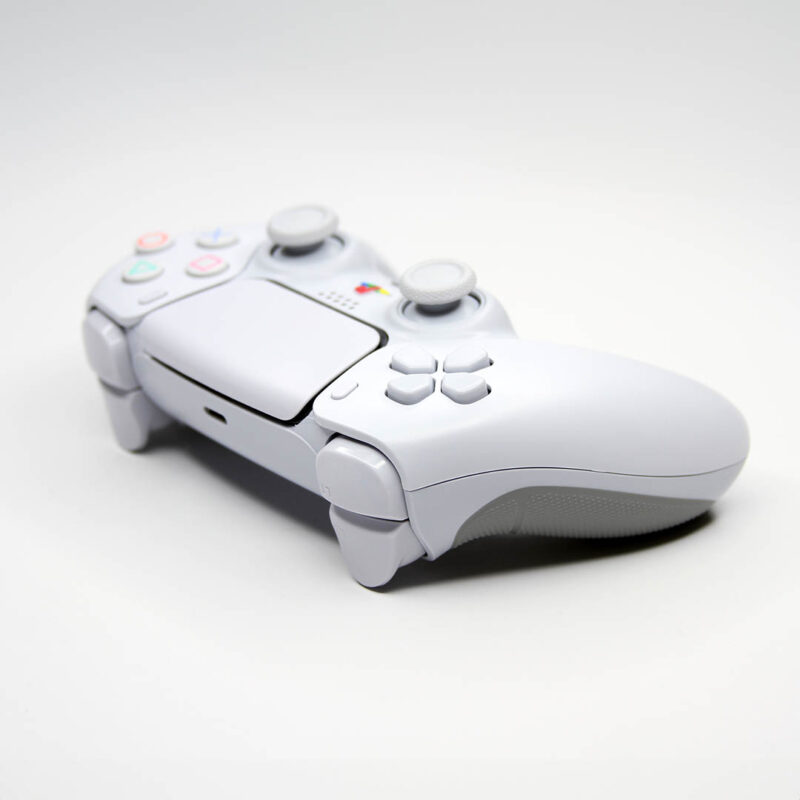 Dpad angle of Front of PSone White MKII Retro PS5 Controller by Killscreen