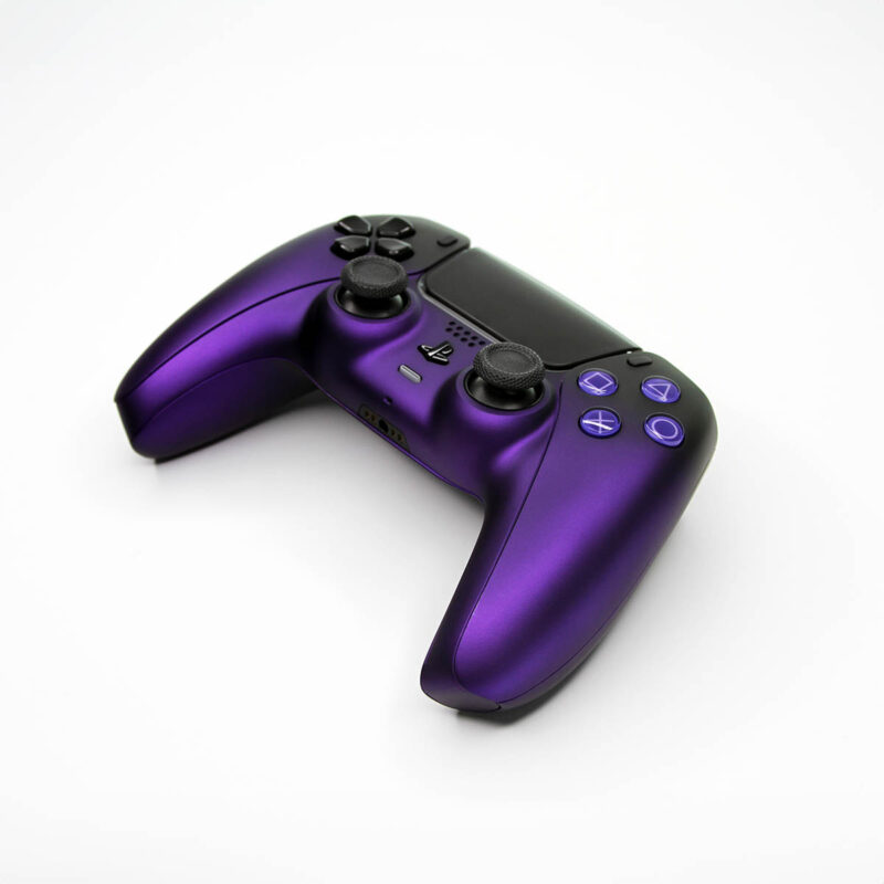 Angled view of Purple Haze Black PS5 Controller