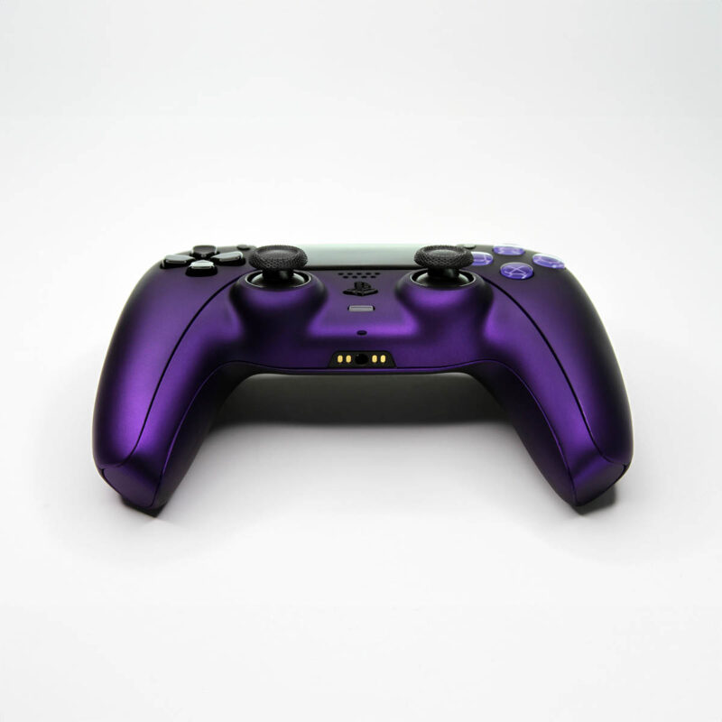 Front view of Purple Haze Black PS5 Controller