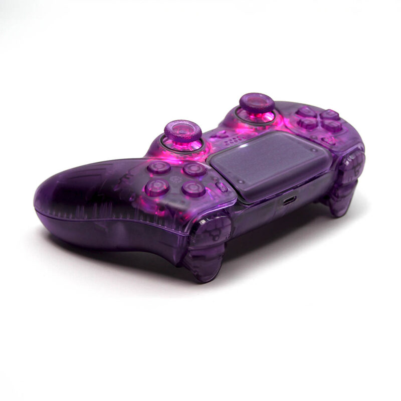 Side view of Triple Atomic Purple LED PS5 Controller