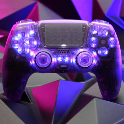 Triple Atomic Purple LED Clear PS5 Controller