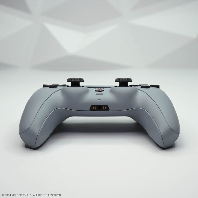 Front of PS1 Gray ReSHOCK PS5 Controller by Killscreen