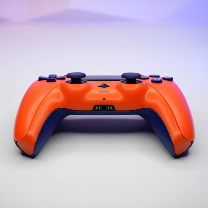 Front of Sunset Orange PS5 Controller by Killscreen