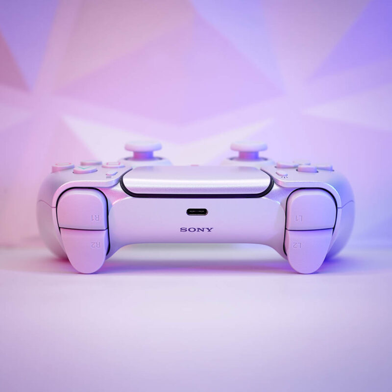 Rear view of PSone Pearl Retro PS5 Controller