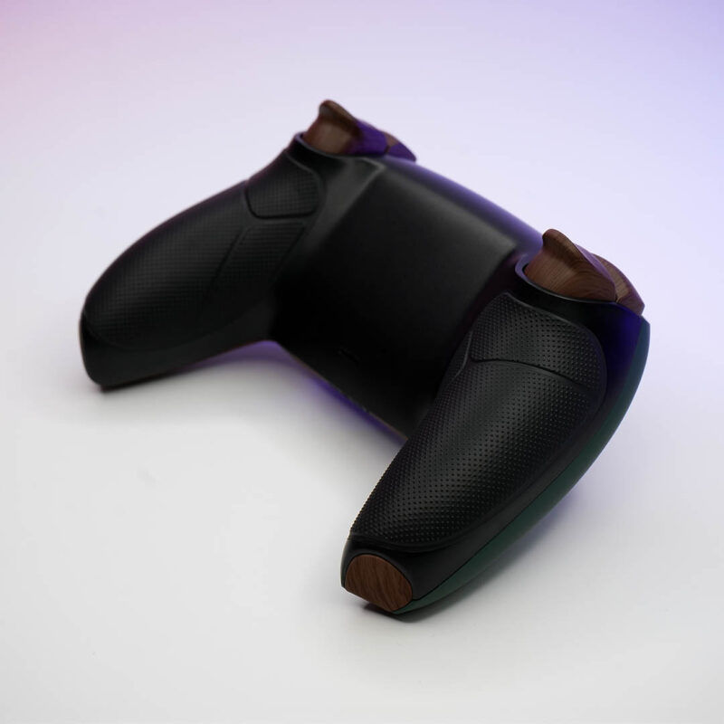 Back black rubber grip on Ironwood PS5 controller