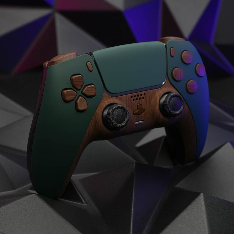 Ironwood Green and Wood Grain PS5 DualSense Controller by Killscreen