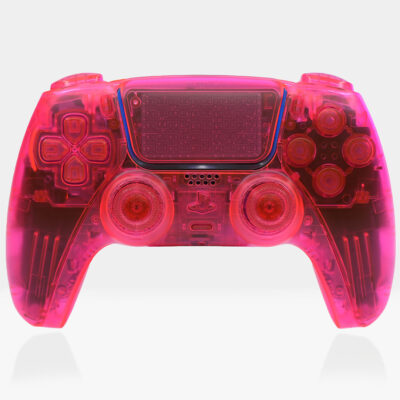 Triple Neon Clear Transparent Atomic Pink PS5 DualSense Controller by Killscreen